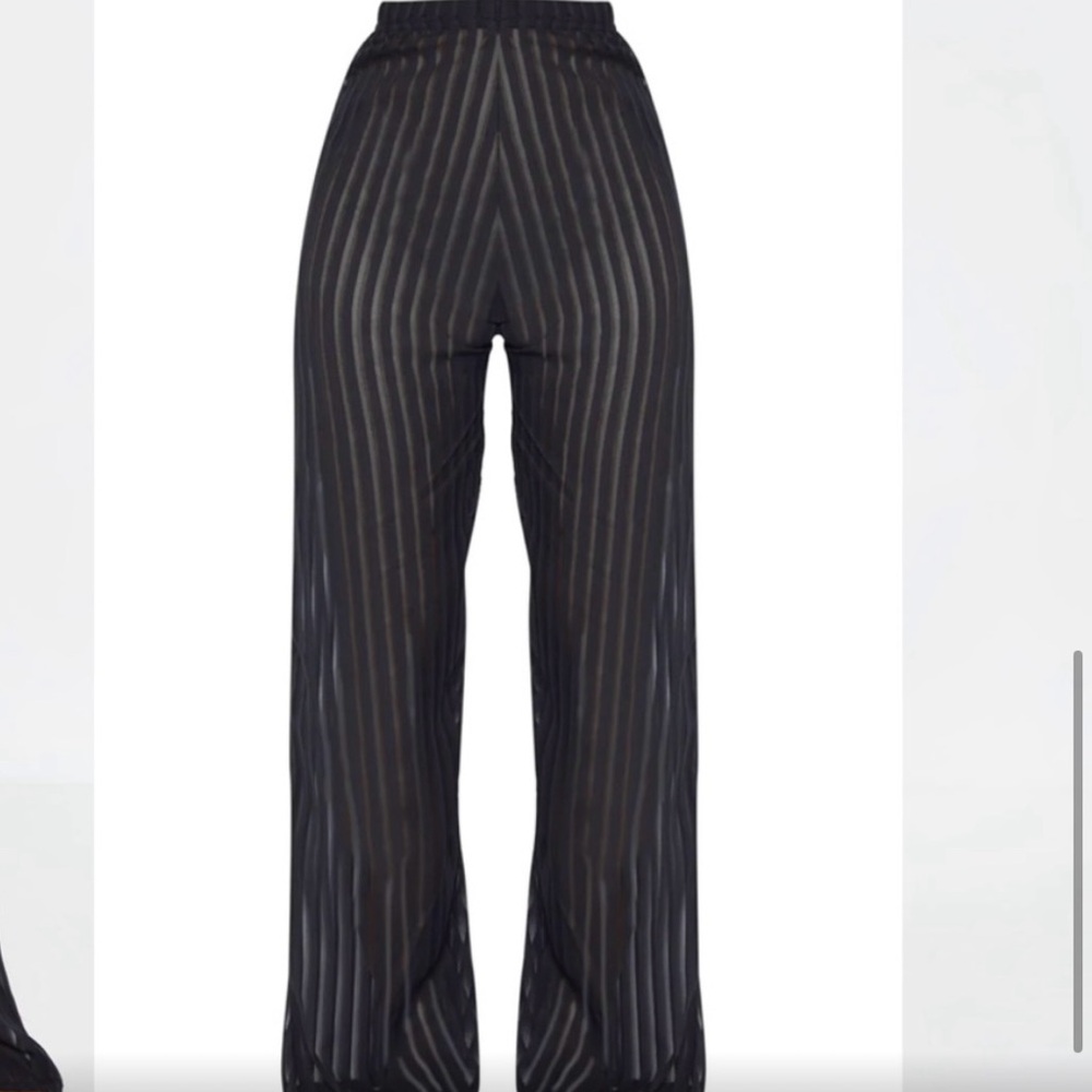 Pretty Little Things NWT Black Sheer wide leg beach trousers - Picture 3 of 5